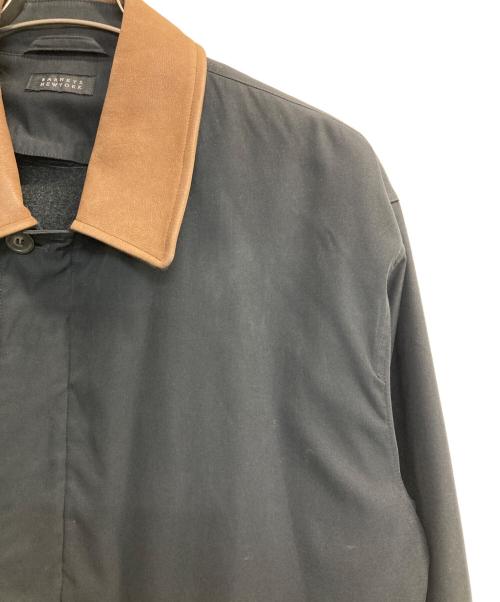 BARNEYS NEWYORK（バーニーズ・ニューヨーク）BARNEYS NEWYORK (バーニーズ・ニューヨーク) ウールライナー付きフライフロントレザーカラーコート ブラック サイズ:Ｍの古着・服飾アイテム