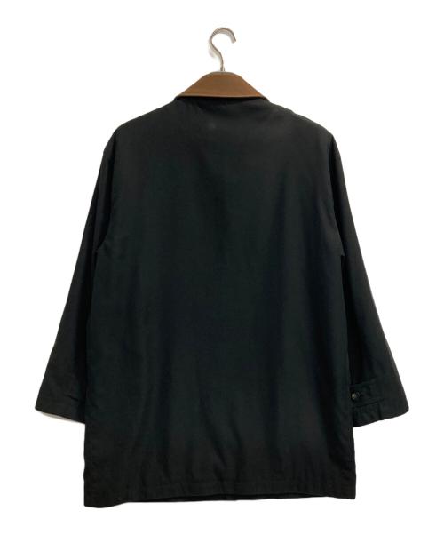 BARNEYS NEWYORK（バーニーズ・ニューヨーク）BARNEYS NEWYORK (バーニーズ・ニューヨーク) ウールライナー付きフライフロントレザーカラーコート ブラック サイズ:Ｍの古着・服飾アイテム