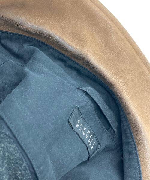 BARNEYS NEWYORK（バーニーズ・ニューヨーク）BARNEYS NEWYORK (バーニーズ・ニューヨーク) ウールライナー付きフライフロントレザーカラーコート ブラック サイズ:Ｍの古着・服飾アイテム
