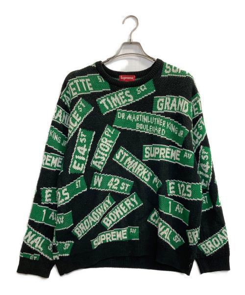 SUPREME（シュプリーム）SUPREME (シュプリーム) 21SS Street Signs Sweater グリーン×ブラック サイズ:ＸＬの古着・服飾アイテム