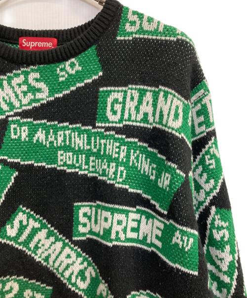 SUPREME（シュプリーム）SUPREME (シュプリーム) 21SS Street Signs Sweater グリーン×ブラック サイズ:ＸＬの古着・服飾アイテム