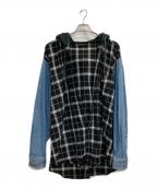 BALENCIAGAバレンシアガ）の古着「Shirt With Hood/シャツフーディー」｜インディゴ×ブラック