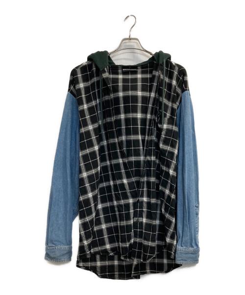 BALENCIAGA（バレンシアガ）BALENCIAGA (バレンシアガ) Shirt With Hood/シャツフーディー インディゴ×ブラック サイズ:37の古着・服飾アイテム