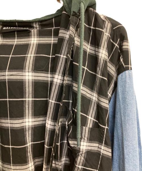 BALENCIAGA（バレンシアガ）BALENCIAGA (バレンシアガ) Shirt With Hood/シャツフーディー インディゴ×ブラック サイズ:37の古着・服飾アイテム