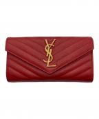 Saint Laurent Parisサンローランパリ）の古着「カサンドラYSLロゴマトラッセ ラージ フラップウォレット」｜レッド