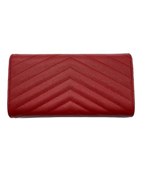 Saint Laurent Paris（サンローランパリ）Saint Laurent Paris (サンローランパリ) カサンドラYSLロゴマトラッセ ラージ フラップウォレット レッドの古着・服飾アイテム