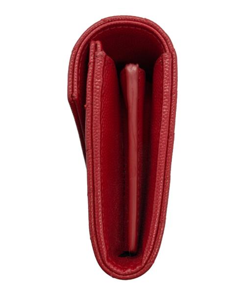 Saint Laurent Paris（サンローランパリ）Saint Laurent Paris (サンローランパリ) カサンドラYSLロゴマトラッセ ラージ フラップウォレット レッドの古着・服飾アイテム