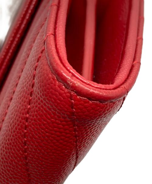 Saint Laurent Paris（サンローランパリ）Saint Laurent Paris (サンローランパリ) カサンドラYSLロゴマトラッセ ラージ フラップウォレット レッドの古着・服飾アイテム