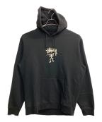 stussyステューシー）の古着「warrior man hooded sweat」｜ブラック