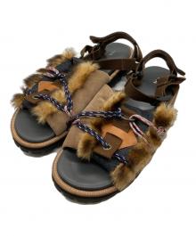 KOLOR（カラー）の古着「Textured Panelled Sandals」｜ブラウン×ベージュ