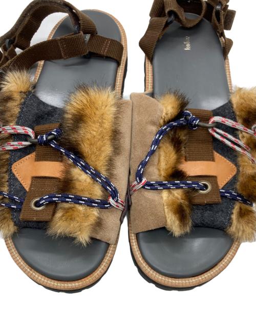 KOLOR（カラー）KOLOR (カラー) Textured Panelled Sandals ブラウン×ベージュ サイズ:記載なしの古着・服飾アイテム