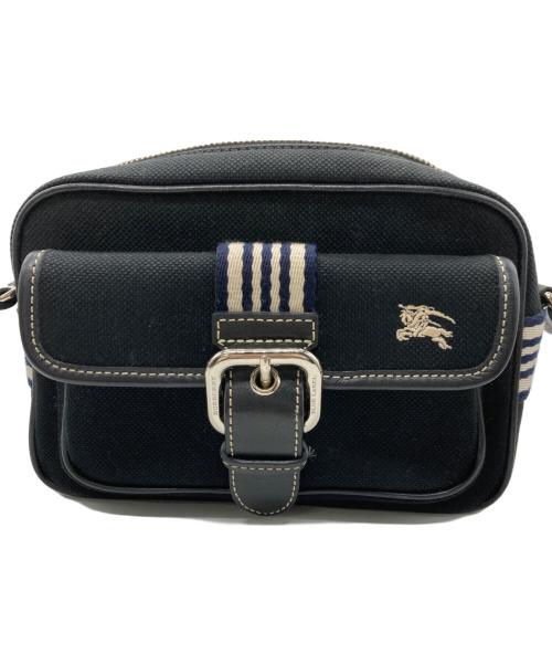 BURBERRY BLUE LABEL（バーバリー ブルー レーベル）BURBERRY BLUE LABEL (バーバリー ブルー レーベル) キャンバスショルダーバッグ ブラックの古着・服飾アイテム