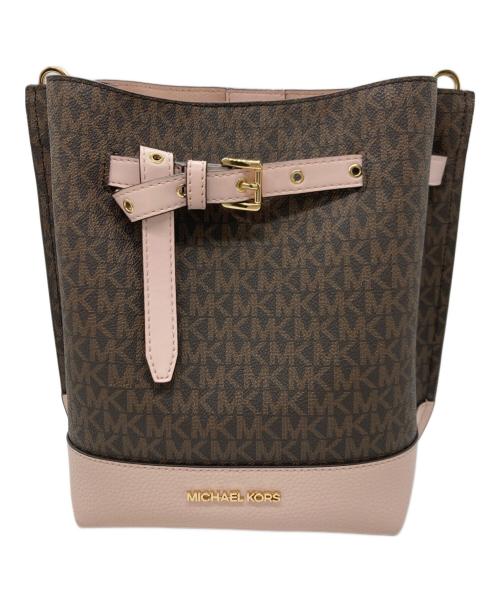 MICHAEL KORS（マイケルコース）MICHAEL KORS (マイケルコース) バケットショルダーバッグ ブラウン×ピンクの古着・服飾アイテム
