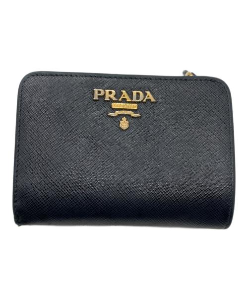 PRADA（プラダ）PRADA (プラダ) 二つ折り財布/サフィアーノコンパクトウォレット ブラックの古着・服飾アイテム