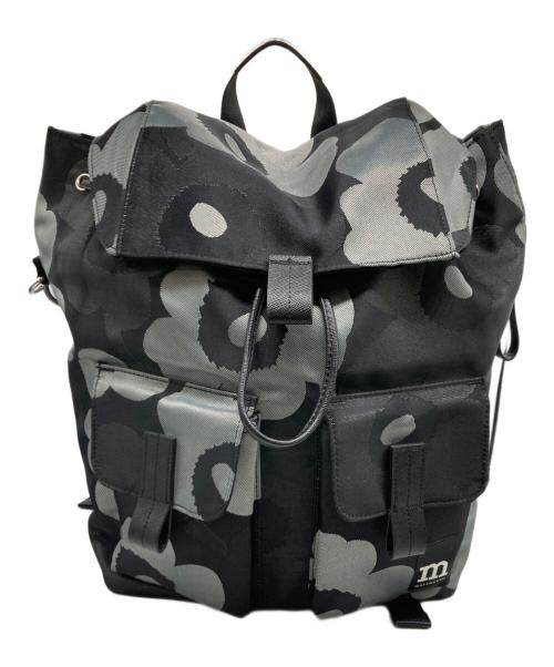 marimekko（マリメッコ）marimekko (マリメッコ) EVERYTHING BACKPACK L UNIKKO/ウニッコ柄リュック ブラック×グレーの古着・服飾アイテム
