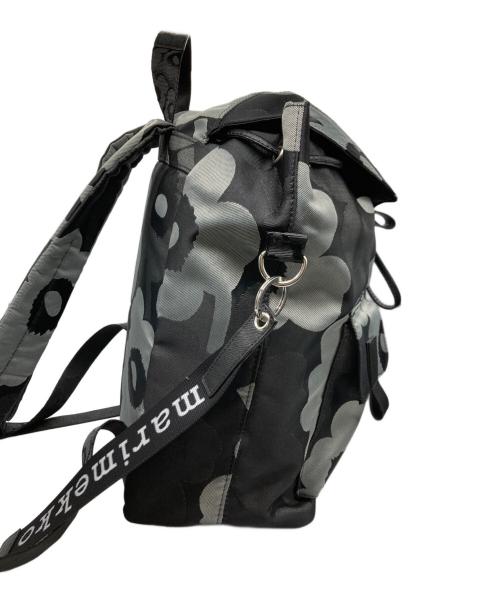 marimekko（マリメッコ）marimekko (マリメッコ) EVERYTHING BACKPACK L UNIKKO/ウニッコ柄リュック ブラック×グレーの古着・服飾アイテム