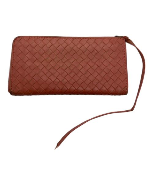 BOTTEGA VENETA（ボッテガベネタ）BOTTEGA VENETA (ボッテガベネタ) イントレチャートロングウォレット/長財布 ピンクの古着・服飾アイテム