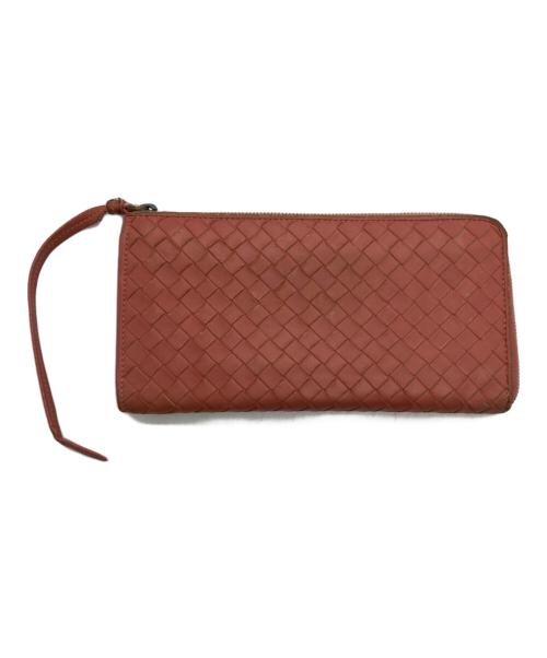 BOTTEGA VENETA（ボッテガベネタ）BOTTEGA VENETA (ボッテガベネタ) イントレチャートロングウォレット/長財布 ピンクの古着・服飾アイテム
