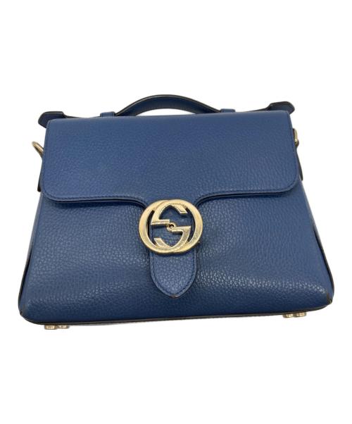 GUCCI（グッチ）GUCCI (グッチ) インターロッキングG 2wyショルダーバッグ ブルーの古着・服飾アイテム