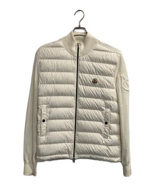 MONCLER（モンクレール）MONCLER (モンクレール) Knit-Panel Down Jacket/ニット切替ダウンジャケット ホワイト サイズ:Ｌの古着・服飾アイテム