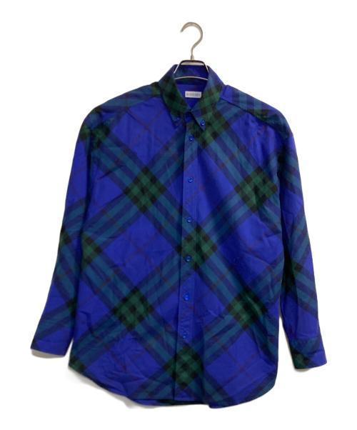 BURBERRY（バーバリー）BURBERRY (バーバリー) ノヴァチェックワンポイント刺繍シャツ グリーン×ブルー サイズ:Ｓの古着・服飾アイテム