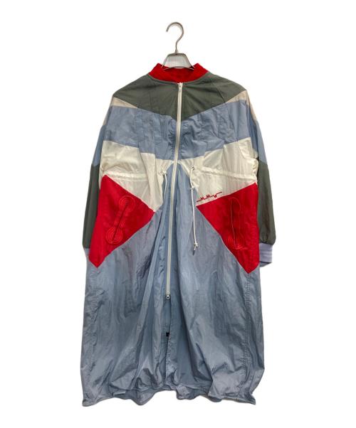 MEGMIURA（メグミウラ）MEGMIURA (メグミウラ) Nylon Long MA-01/ジップナイロンロングコート レッド×ブルー サイズ:36の古着・服飾アイテム