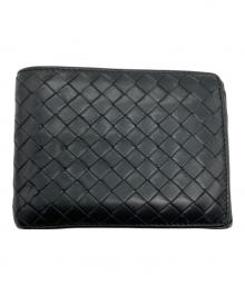 BOTTEGA VENETA（ボッテガベネタ）の古着「イントレチャート2つ折り財布」｜ブラック