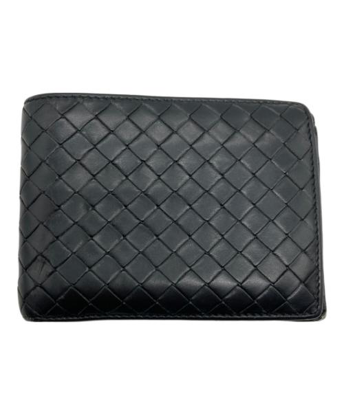 BOTTEGA VENETA（ボッテガベネタ）BOTTEGA VENETA (ボッテガベネタ) イントレチャート2つ折り財布 ブラックの古着・服飾アイテム