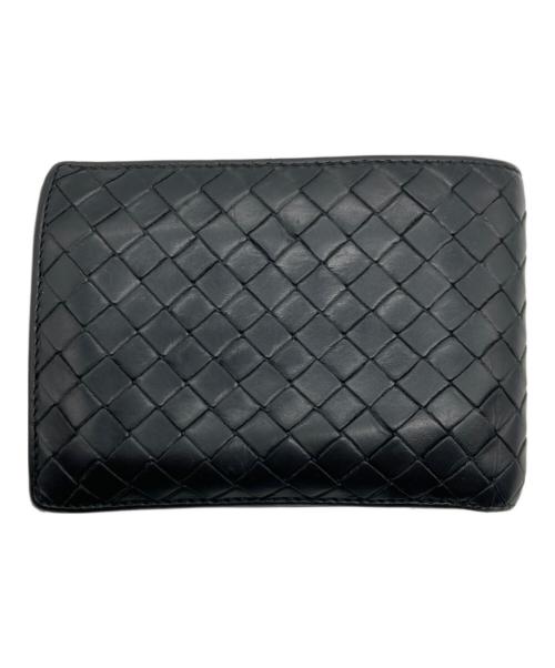 BOTTEGA VENETA（ボッテガベネタ）BOTTEGA VENETA (ボッテガベネタ) イントレチャート2つ折り財布 ブラックの古着・服飾アイテム