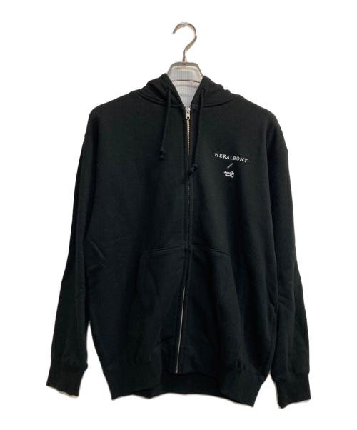 HERALBONY（ヘラルボニー）HERALBONY (ヘラルボニー) 【APPI JAZZY SPORT｜HERALBONY】 限定ジップフーディー「marina-moji003 ブラック サイズ:Ｌの古着・服飾アイテム