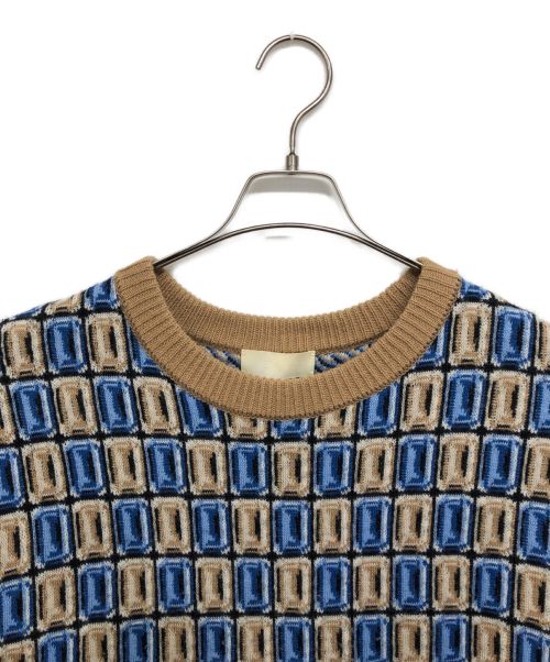 NEON SIGN（ネオンサイン）NEON SIGN (ネオンサイン) 総柄ニット ブルー サイズ:Mの古着・服飾アイテム