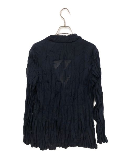 ISSEY MIYAKE（イッセイミヤケ）ISSEY MIYAKE (イッセイミヤケ) カットオフデザインガーゼジャケット ネイビー サイズ:3の古着・服飾アイテム