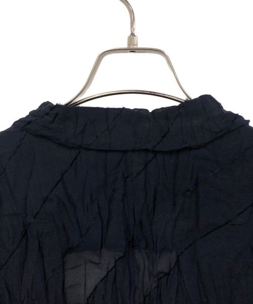 ISSEY MIYAKE（イッセイミヤケ）ISSEY MIYAKE (イッセイミヤケ) カットオフデザインガーゼジャケット ネイビー サイズ:3の古着・服飾アイテム