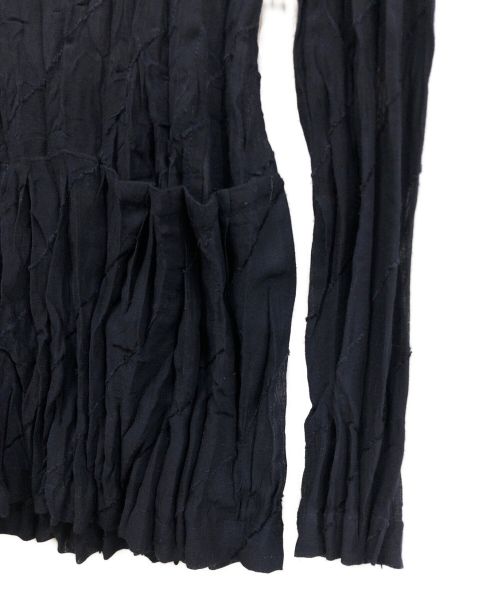 ISSEY MIYAKE（イッセイミヤケ）ISSEY MIYAKE (イッセイミヤケ) カットオフデザインガーゼジャケット ネイビー サイズ:3の古着・服飾アイテム