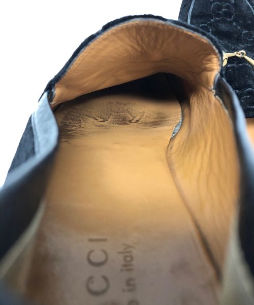 GUCCI（グッチ）GUCCI (グッチ) GGベルベットローファー ブラック サイズ:9の古着・服飾アイテム