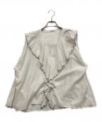 IENAイエナ）の古着「コットンドビー フリル ブラウス」｜ホワイト