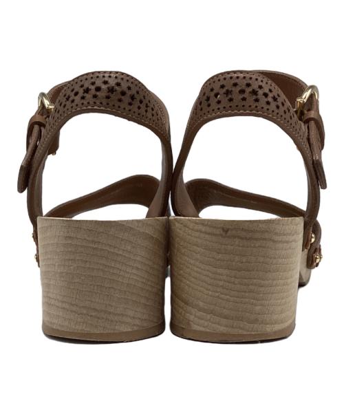 Salvatore Ferragamo（サルヴァトーレ フェラガモ）Salvatore Ferragamo (サルヴァトーレ フェラガモ) パンチングレザー ウェッジソールサンダル ブラウン サイズ:6の古着・服飾アイテム