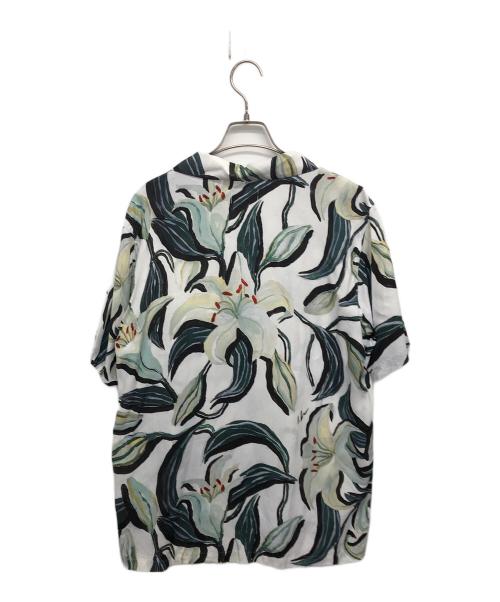 ALOHA RUG（アロハラグ）ALOHA RUG (アロハラグ) 柄シャツ ホワイト×グリーン サイズ:Mの古着・服飾アイテム