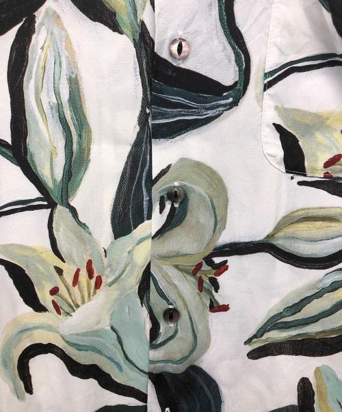 ALOHA RUG（アロハラグ）ALOHA RUG (アロハラグ) 柄シャツ ホワイト×グリーン サイズ:Mの古着・服飾アイテム