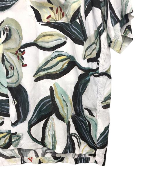 ALOHA RUG（アロハラグ）ALOHA RUG (アロハラグ) 柄シャツ ホワイト×グリーン サイズ:Mの古着・服飾アイテム
