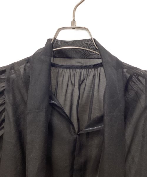 Demi-Luxe Beams（デミルクス ビームス）Demi-Luxe Beams (デミルクス ビームス) オーガンジー リボンブラウス ブラック サイズ:Mの古着・服飾アイテム