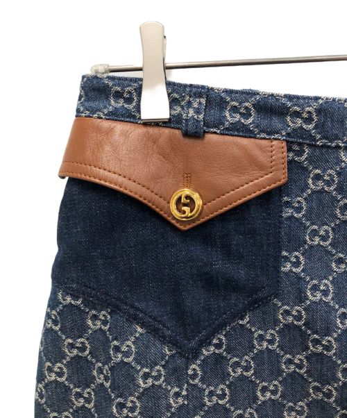 GUCCI（グッチ）GUCCI (グッチ) GG総柄ウォッシュドオーガニックデニムスカート インディゴ サイズ:40の古着・服飾アイテム