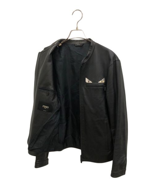 FENDI（フェンディ）FENDI (フェンディ) モンスターデザインシングルライダースジャケット ブラック サイズ:44の古着・服飾アイテム
