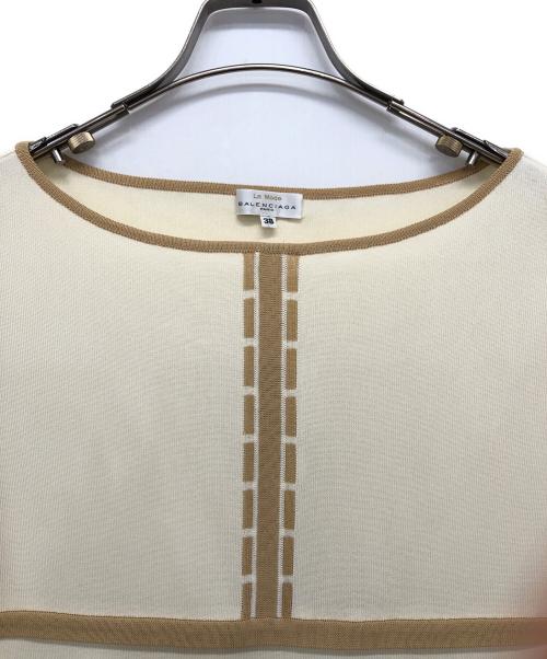 La Mode BALENCIAGA（ラモード バレンシアガ）La Mode BALENCIAGA (ラモード バレンシアガ) 半袖ニットワンピース ベージュ サイズ:Mの古着・服飾アイテム