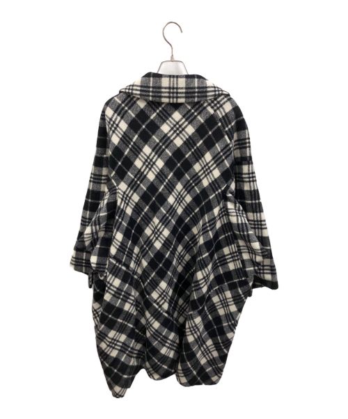 COMME des GARCONS COMME des GARCONS（コムデギャルソン コムデギャルソン）COMME des GARCONS COMME des GARCONS (コムデギャルソン コムデギャルソン) 丸襟チェック柄コート ブラック×ホワイト サイズ:Sの古着・服飾アイテム