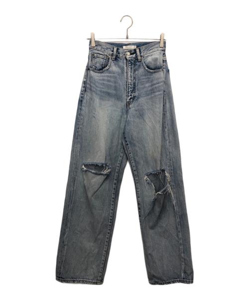 moussy（マウジー）moussy (マウジー) HW CRASH LOOSE STRAIGHT インディゴ サイズ:25の古着・服飾アイテム