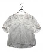 BALLSEYボールジィ）の古着「サークルフラワーエンブロイダリー キーネックブラウス」｜ホワイト