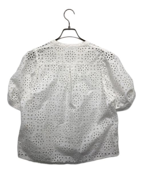 BALLSEY（ボールジィ）BALLSEY (ボールジィ) サークルフラワーエンブロイダリー キーネックブラウス ホワイト サイズ:36の古着・服飾アイテム