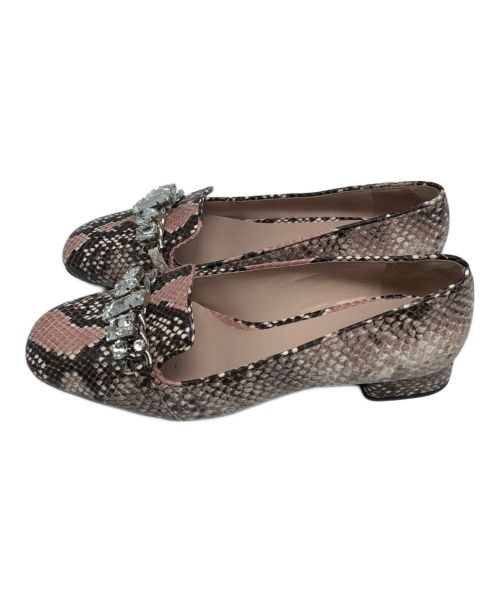 MIU MIU（ミュウミュウ）MIU MIU (ミュウミュウ) クリスタルビジューパンプス ピンク サイズ:37 1/2の古着・服飾アイテム