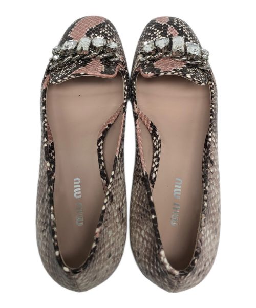 MIU MIU（ミュウミュウ）MIU MIU (ミュウミュウ) クリスタルビジューパンプス ピンク サイズ:37 1/2の古着・服飾アイテム